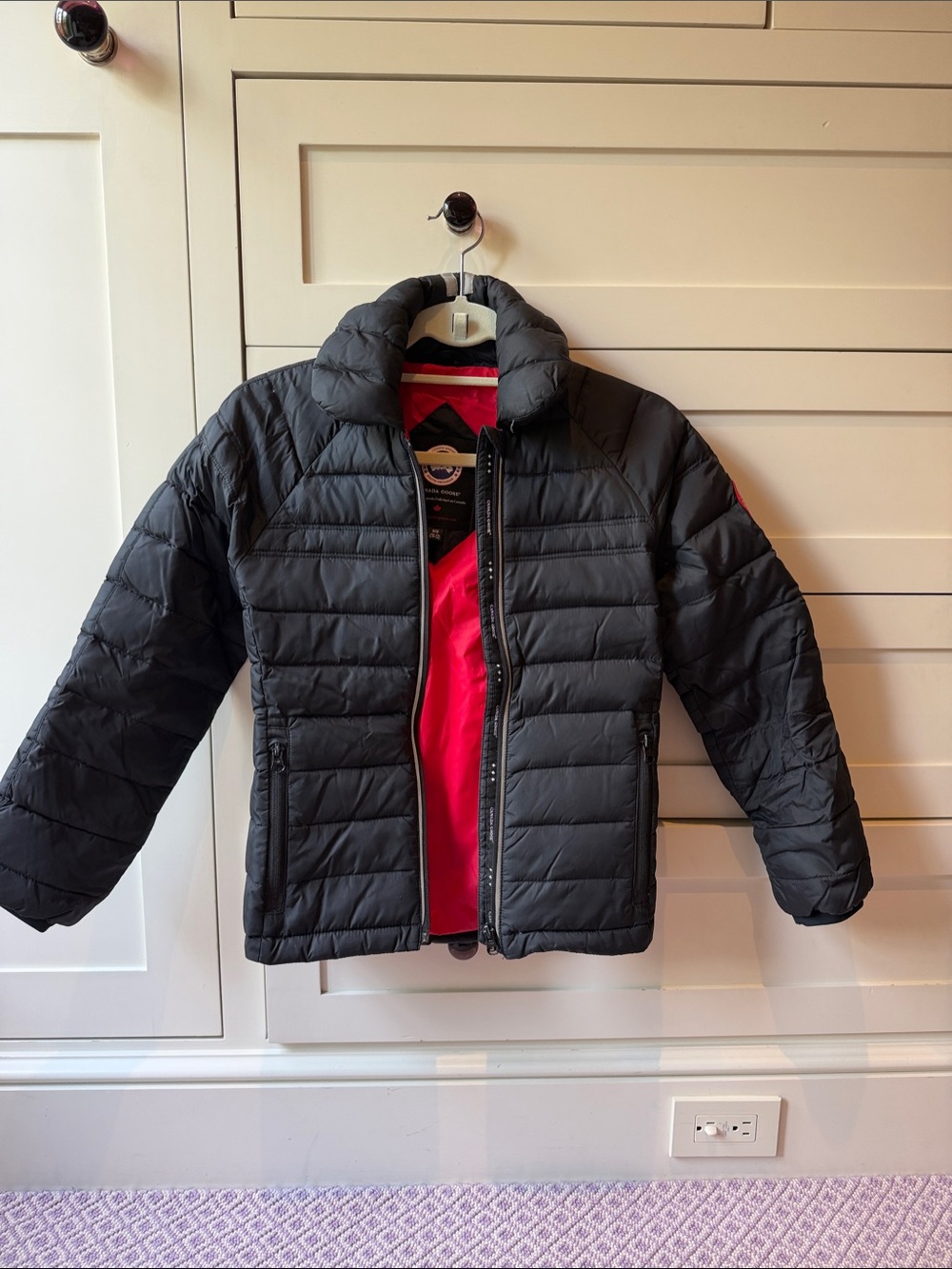 Kids Black Puffer Jacket with red Lining